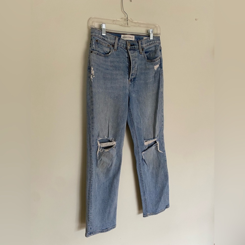 Denim Forum Jeans Aritzia Argo Highrise Straight Y2K Distressed